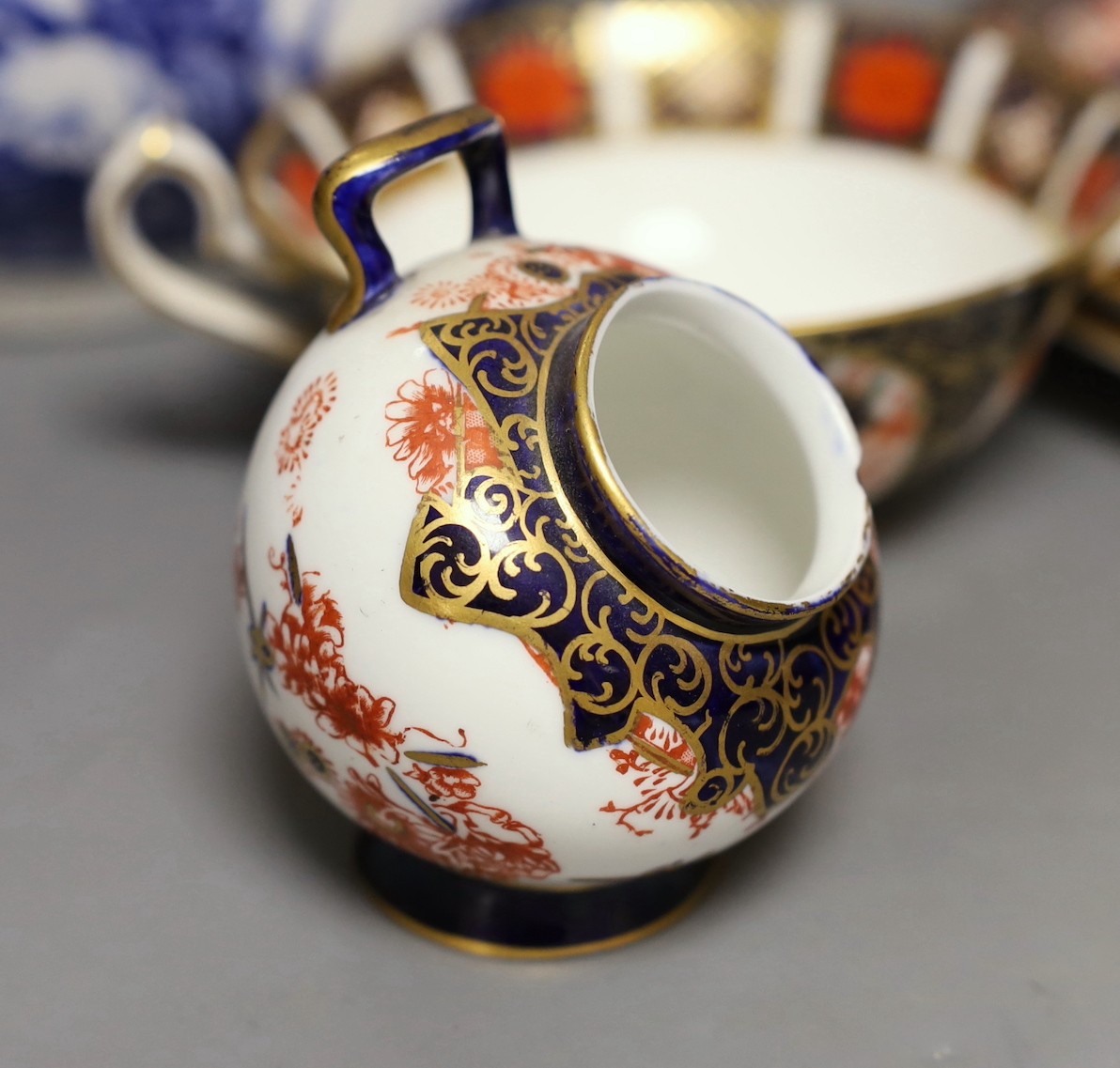 Royal Crown Derby tableware and blue and white jug